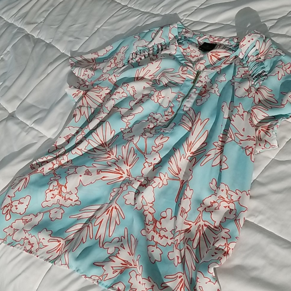 Worthington Cap Sleeve Turquoise Plus Blouse 2X